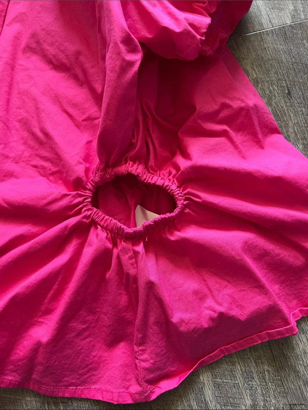 Scoop Bright Pink Puff Sleeve Cinched Waist Blouse